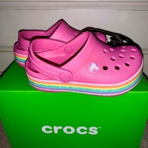 CROCS Kids Crocband Rainbow Glitter Clog Size C6